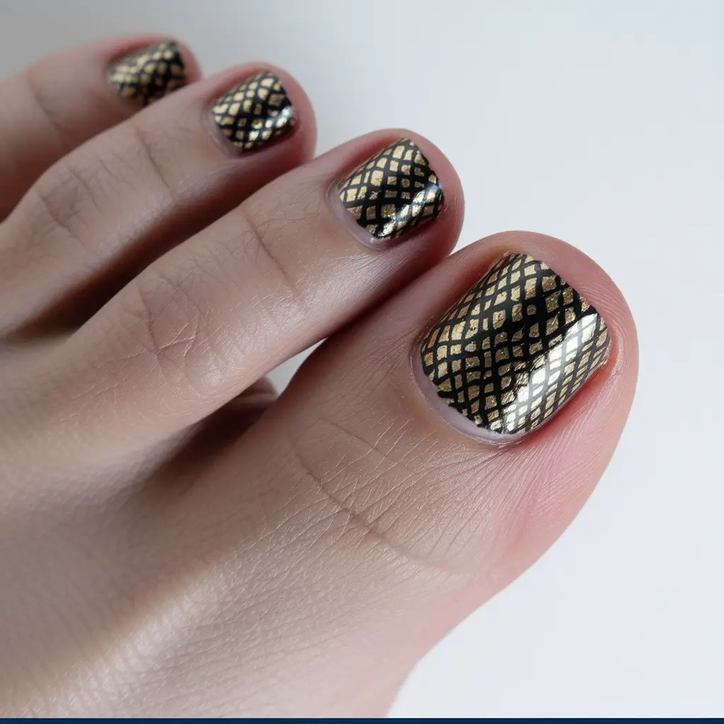 toe nail designs summer Gilded Grids for Golden Hour