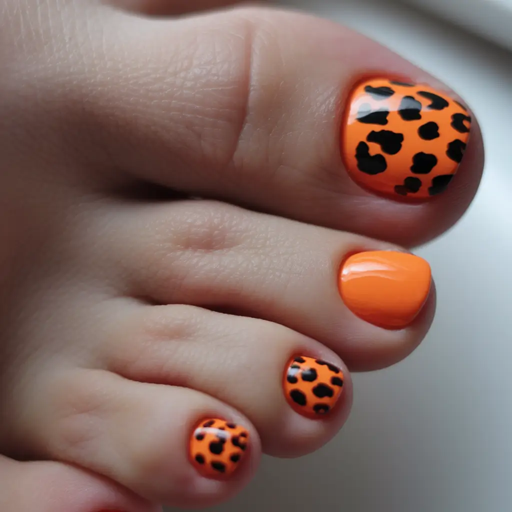 toe nail designs summer Wild in Neon Orange