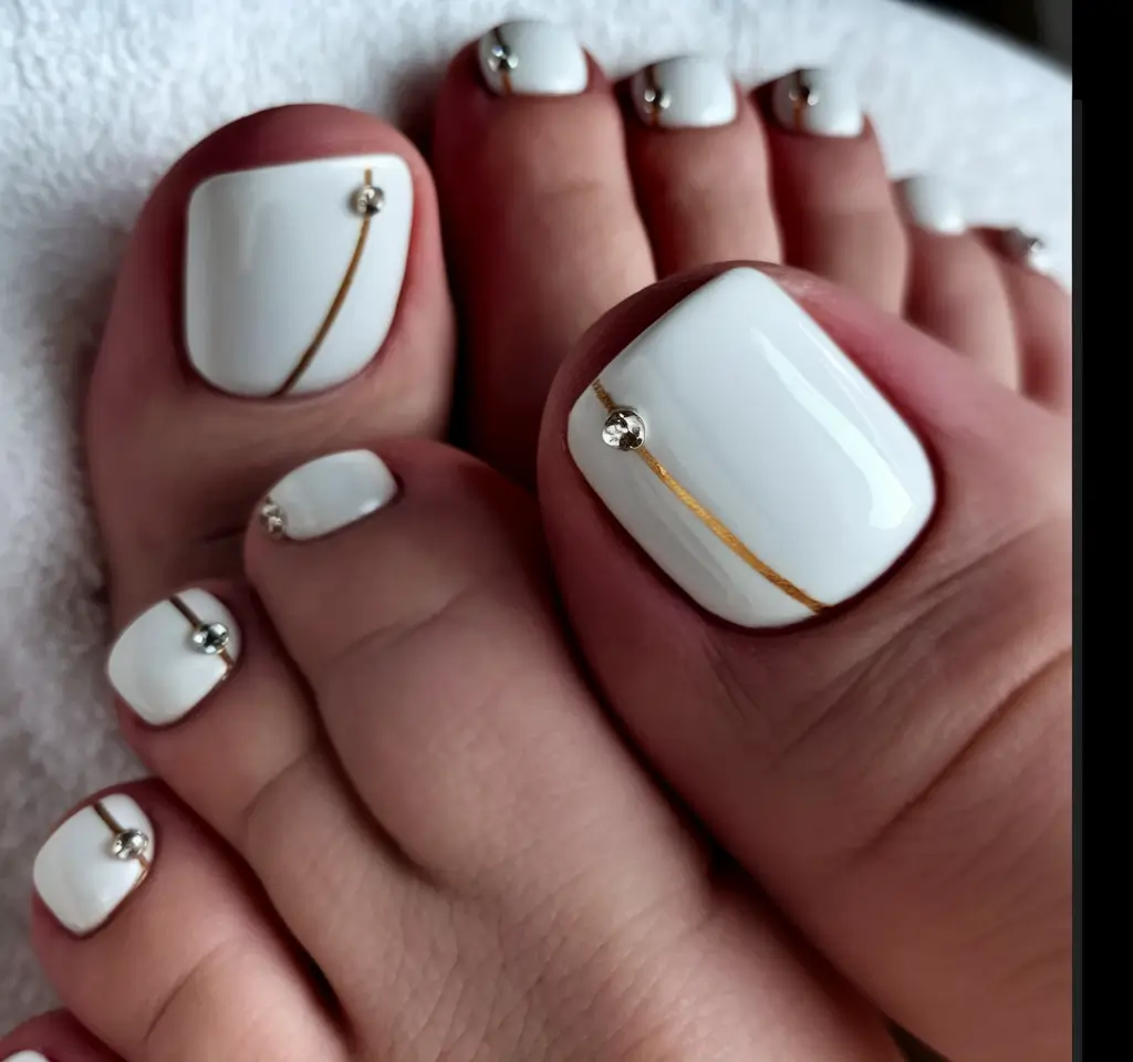 toe nail designs summer Minimalist Luxe in Pearl White
