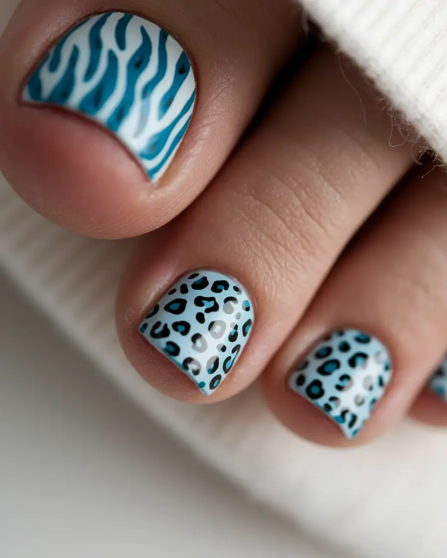toe nail designs summer Wild Prints in Ocean Blue