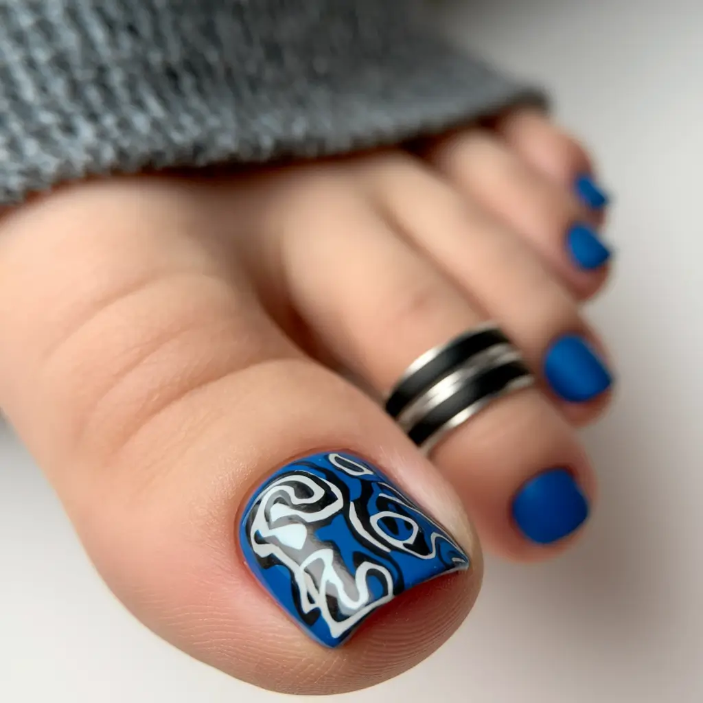 toe nail designs summer Indigo Flow with Matte Finish