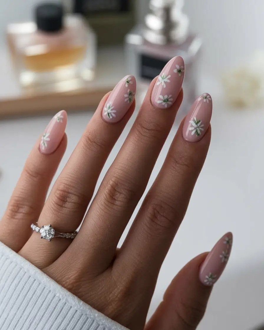 floral acrylic nail designs summer Bold Blooms Framed with Gold Detailing