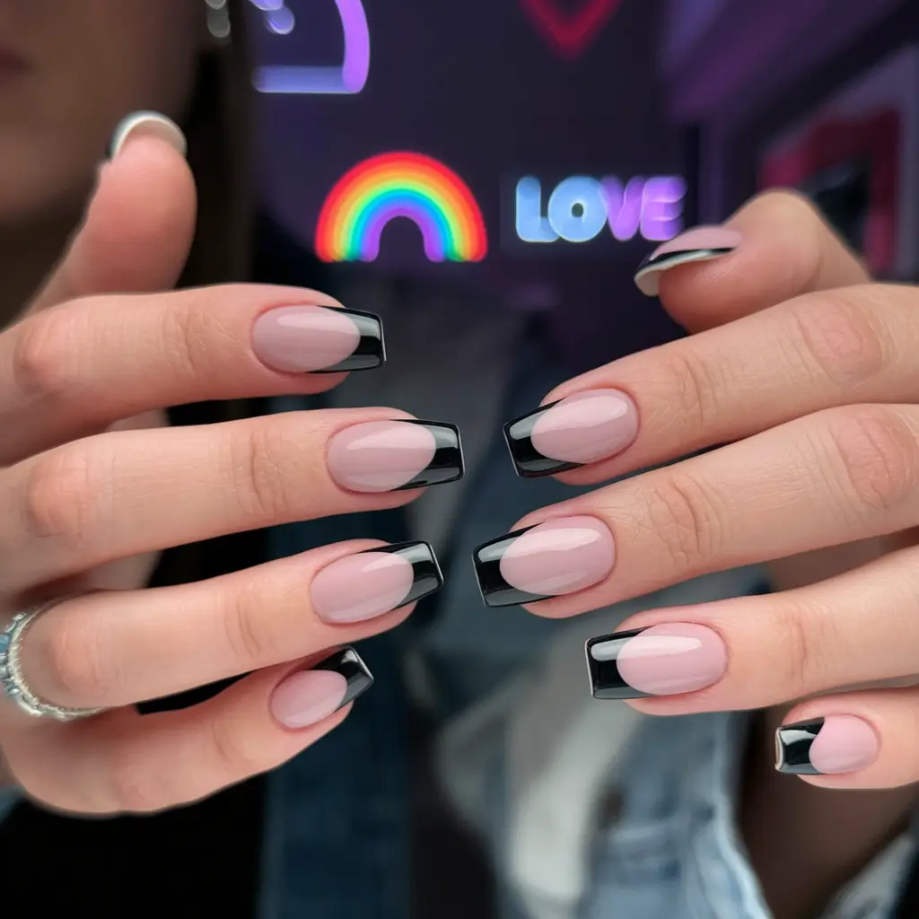 french tip nails with summer colors Glazed Neon Almond with a White French Flip