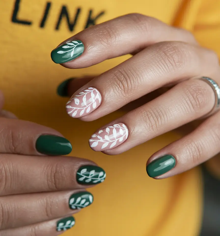 green nails summer flower Leafy Pastels for a Soft Natural Touch