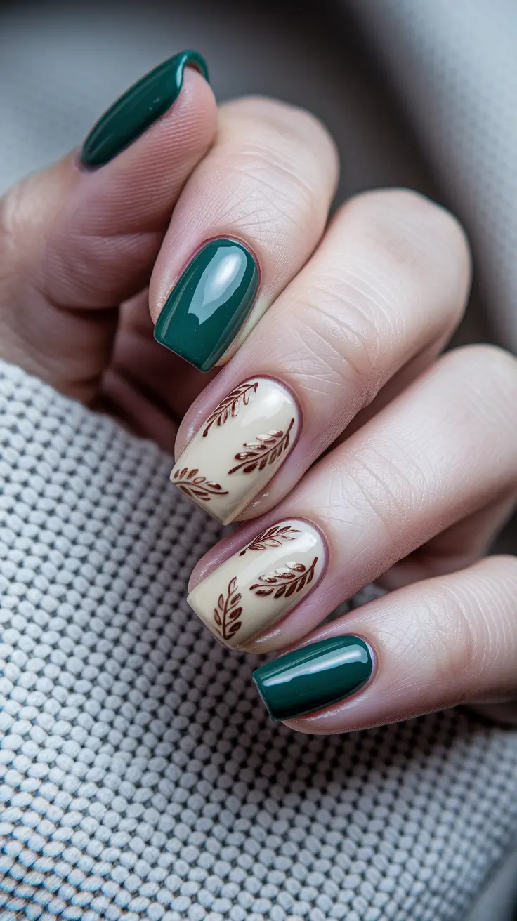 green nails summer square Botanical Chic with Neutral Twist