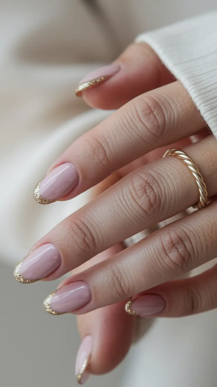 gel nail designs summer Soft Pink Glitter-Edged French
