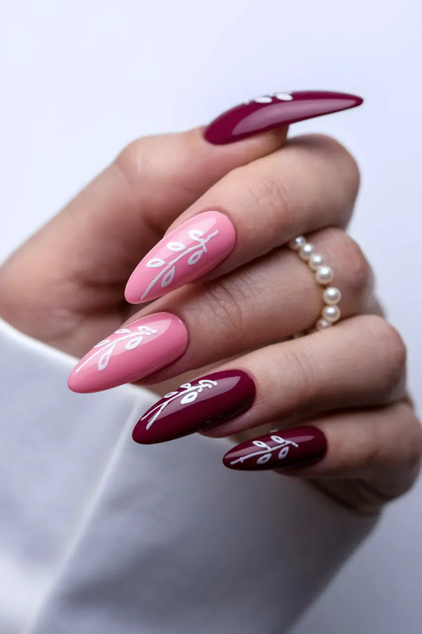 gel nail designs summer vibes Berry & Blossom Leaf Art
