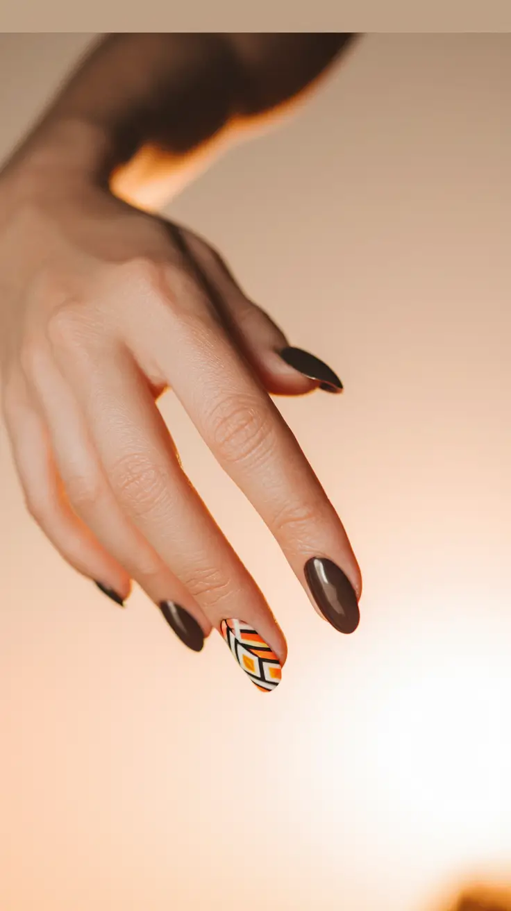 gel nail designs summer orange Bold Brown With a Retro Twist