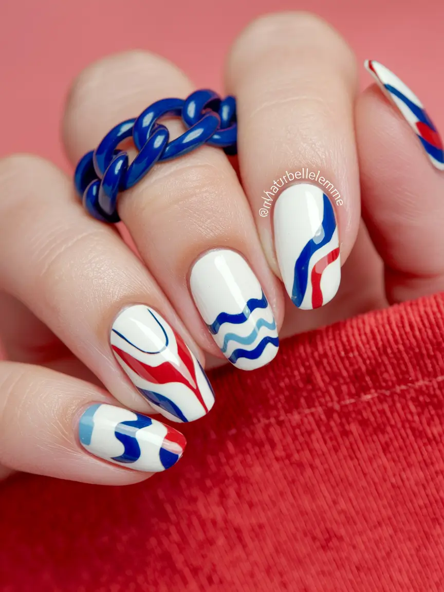 july 4th nails designs Wavy Lines Meet Modern Minimalism