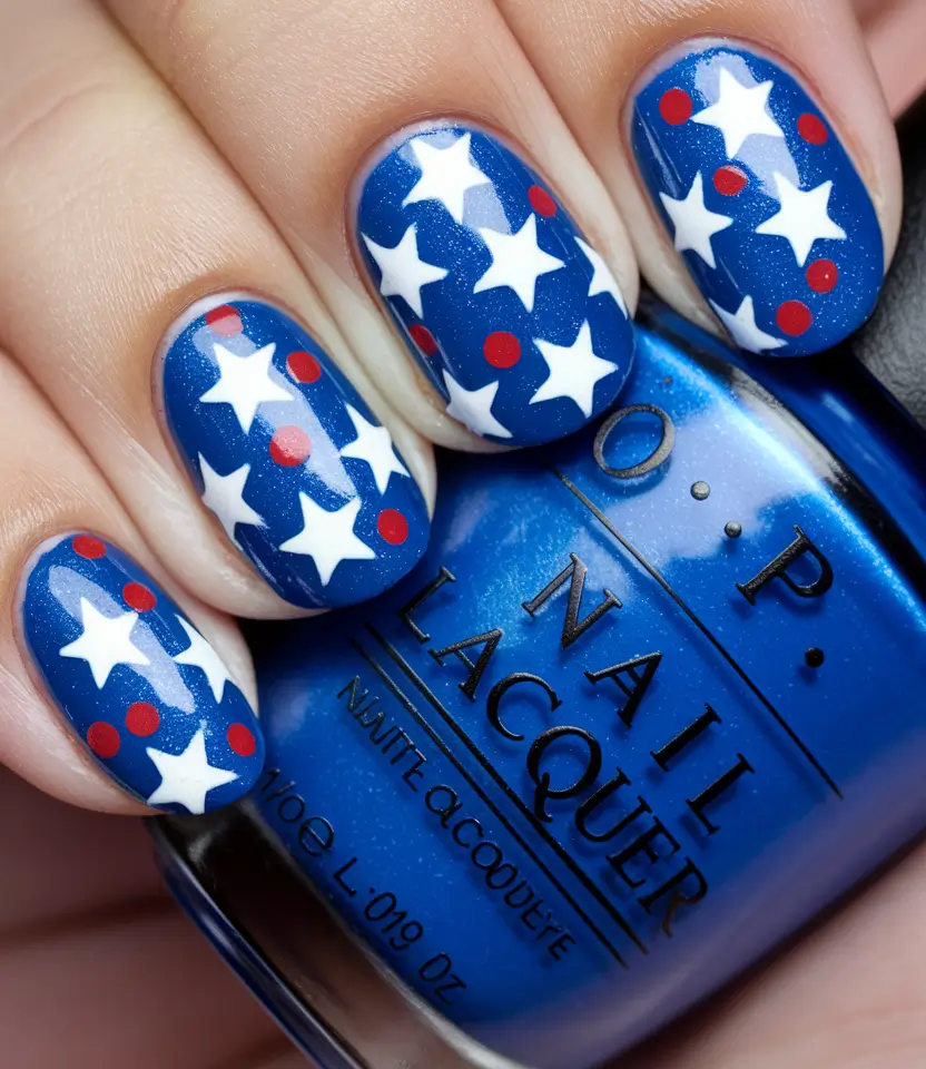 july 4th nails American Flag Tips with Stars