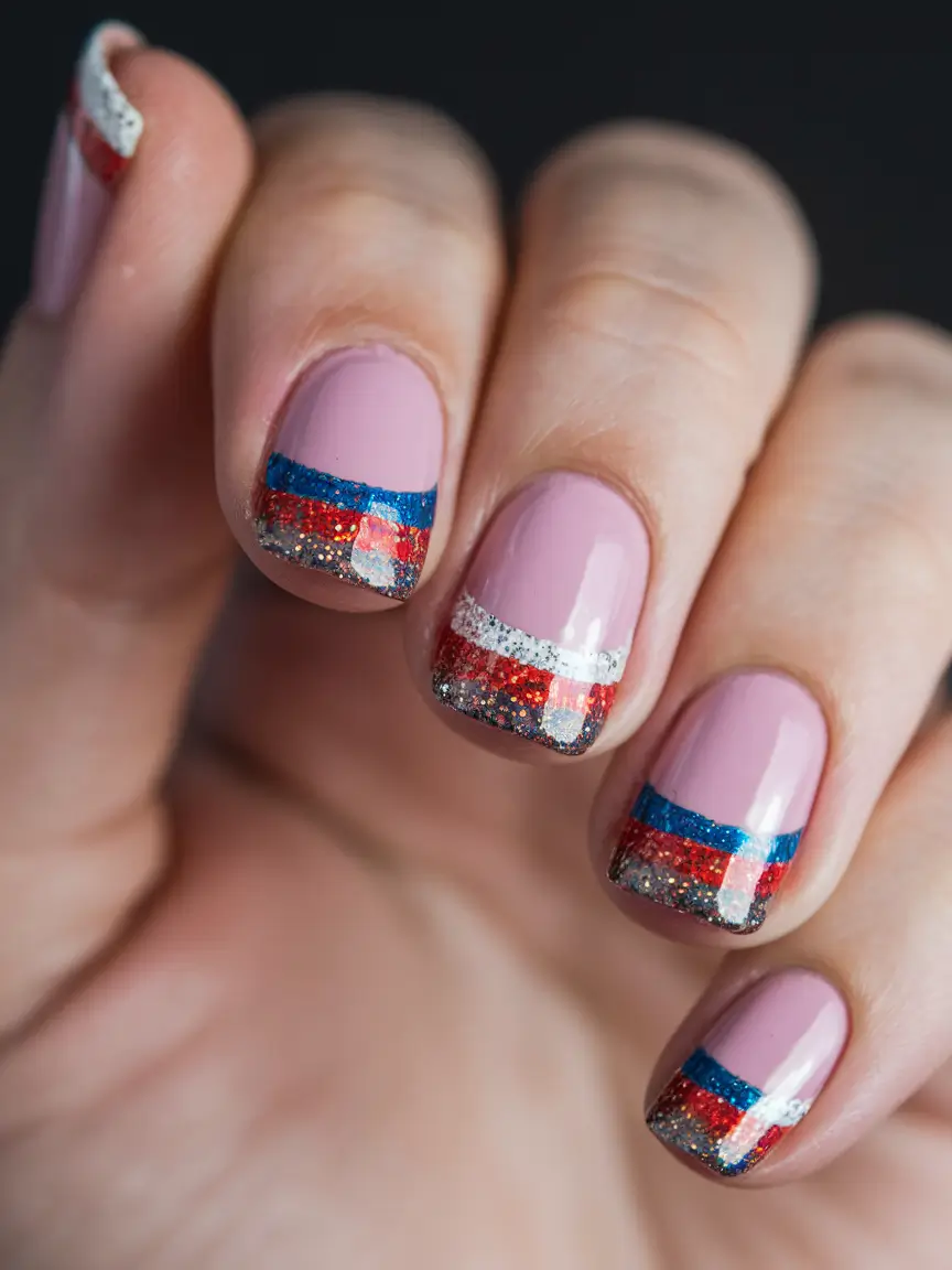 july 4th nails Fireworks and Stars Sparkle