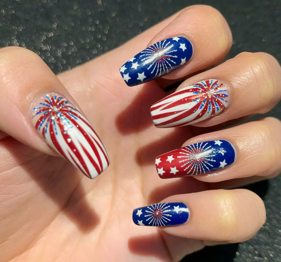 july nails ideas 2025 Firework Fantasy for the Fourth