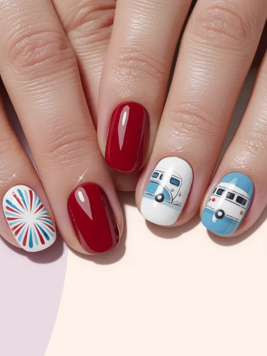 july nails ideas Stitched Flag Accents