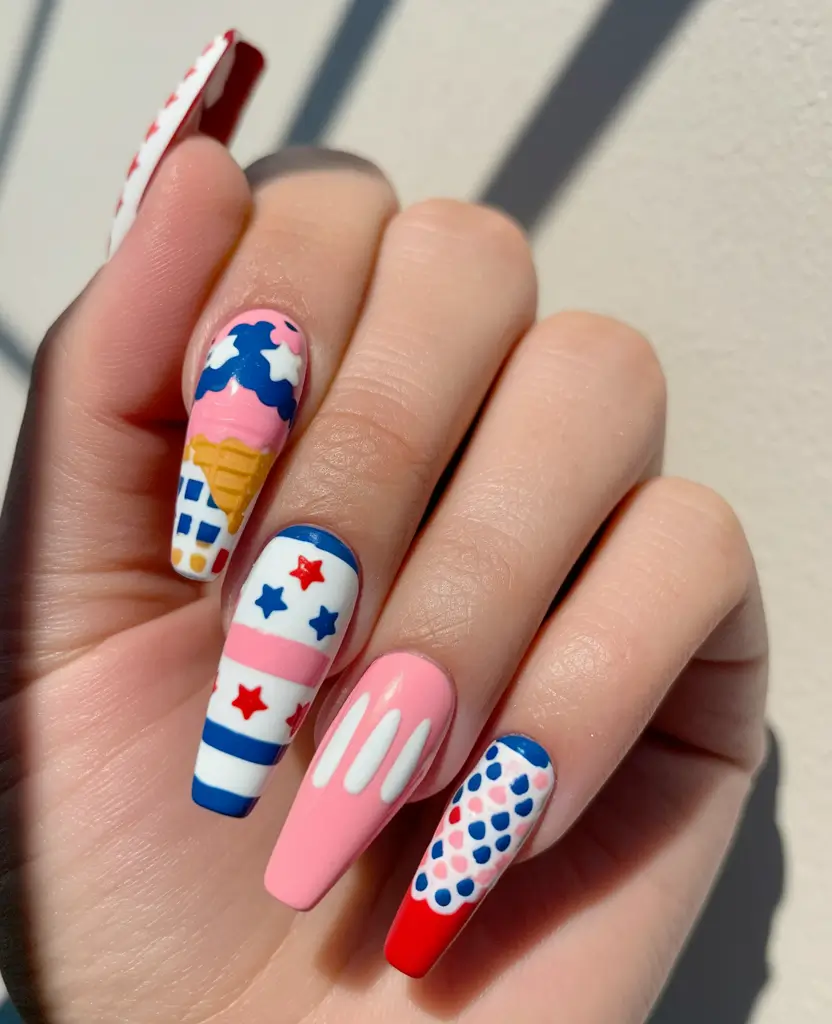 july nails ideas Freedom Confetti French