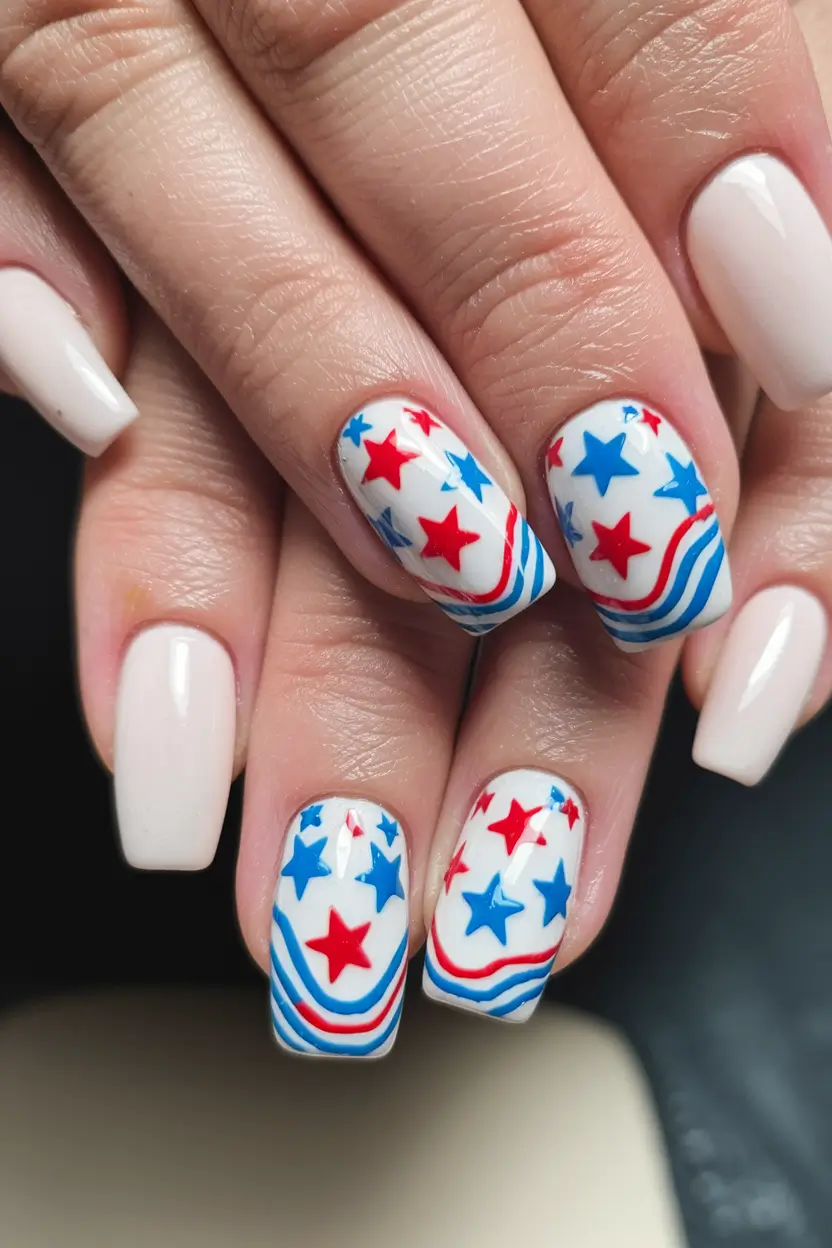 july nails ideas Patriotic Pop Stars & Stripes