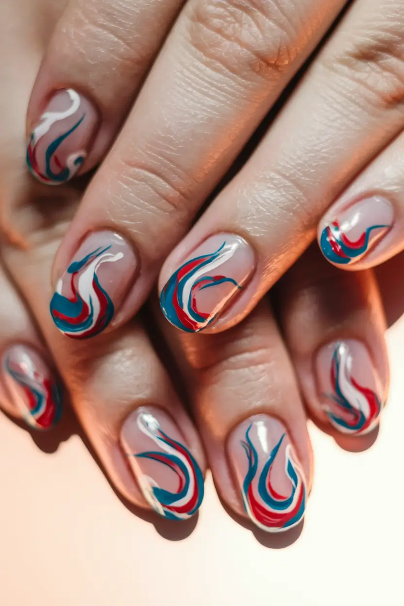 july nails ideas Wavy Firecracker Flames