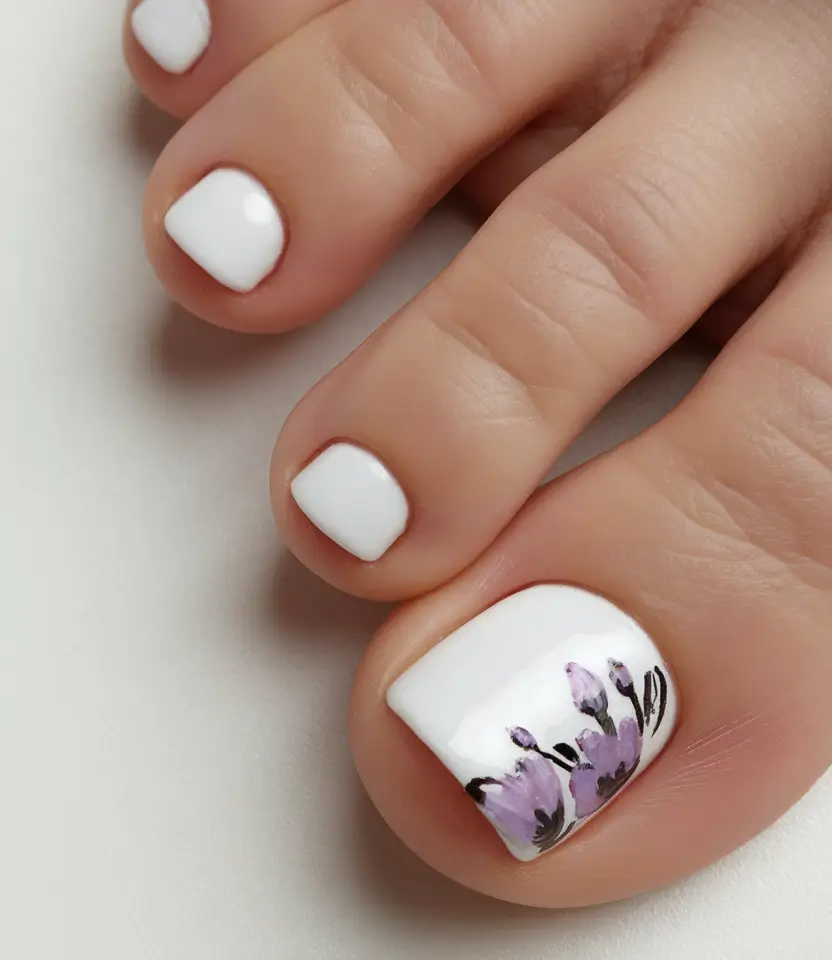 June 2025 Toes with Style Classic White with a Whisper of Lavender