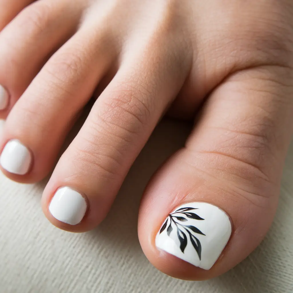 june toes Classic White with Botanical Accent