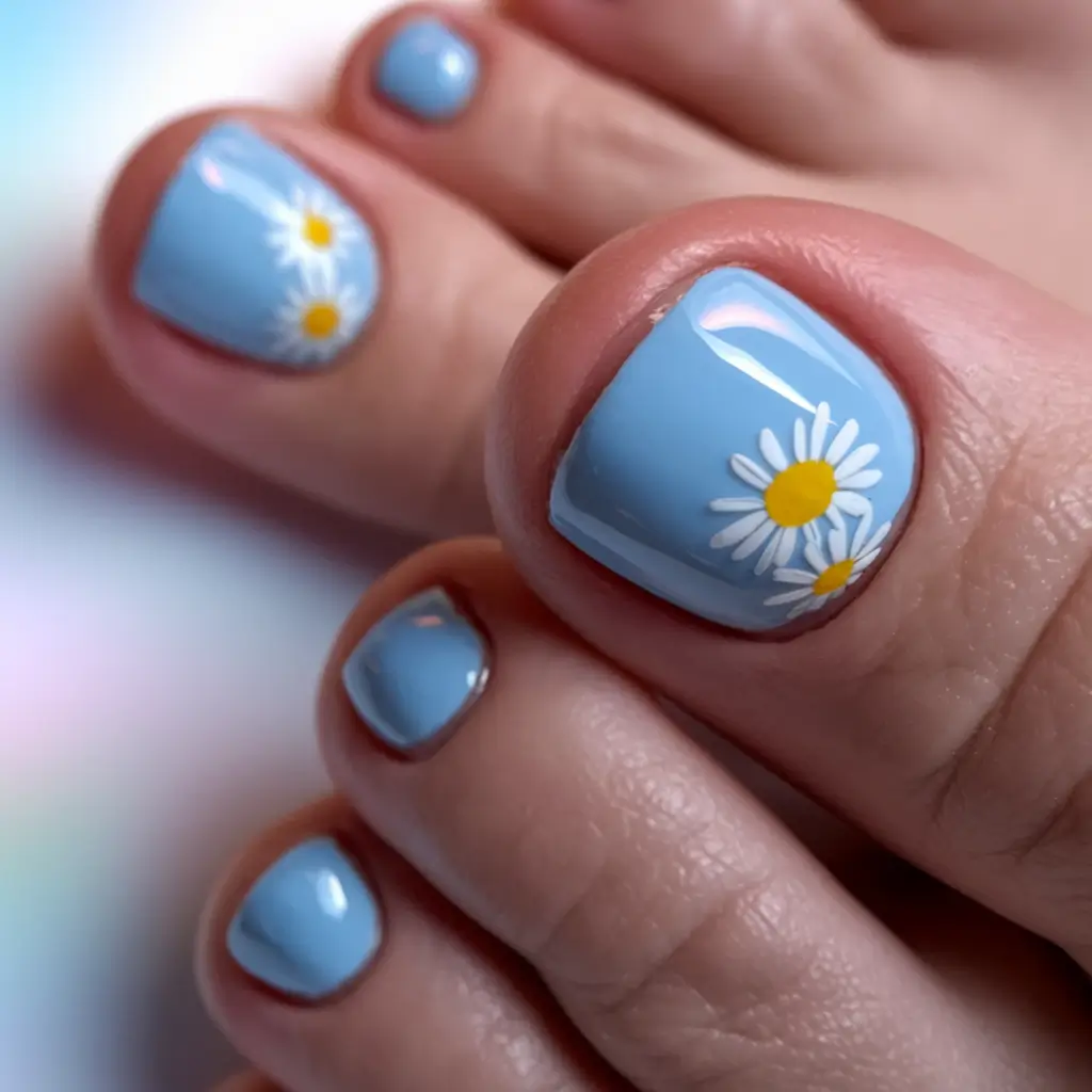 june nails and toes Daisy Blue Cheer