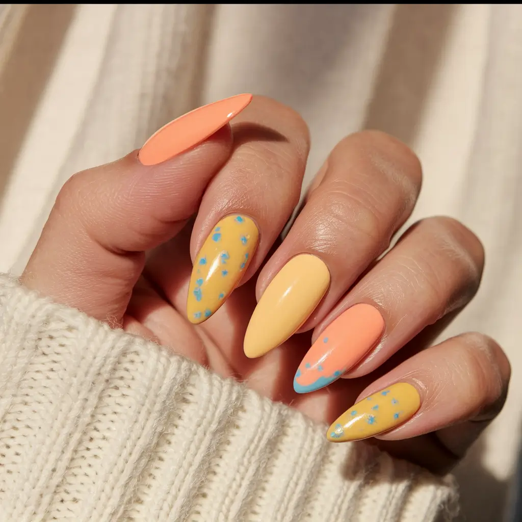 lemon nails designs pink lemonade Pink Lemonade Fantasy with Glitter Leaves