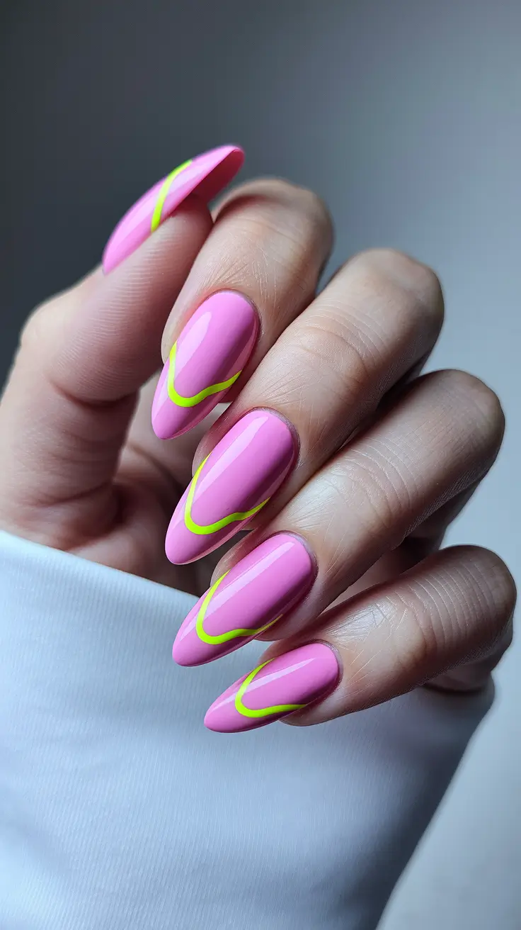 neon summer nails Pop Barbie with a Lime Twist