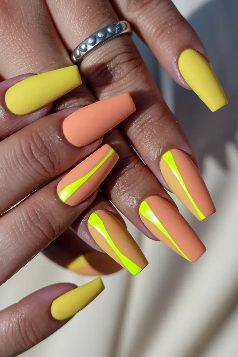 ombre nail designs summer Lemon Drop Lines