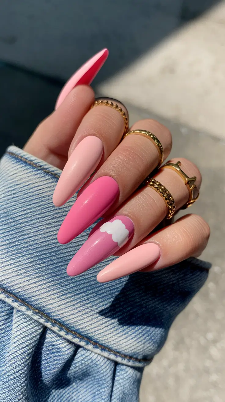 ombre-nail-designs-almond-shape-summer-Cotton-Candy-Skies-in-Matte-Pink