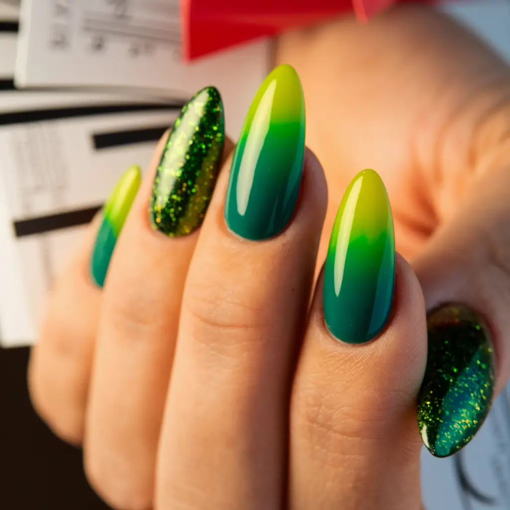 ombre-nail-designs-summer-almond-Jungle-Vibes-in-Neon-Green-Ombre