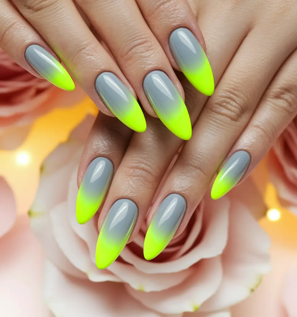 ombre nail designs summer Neon Mist Meets Grey Cloud