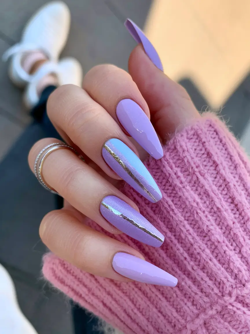 ombre nail designs summer Pastel Periwinkle with a Glimmer Line