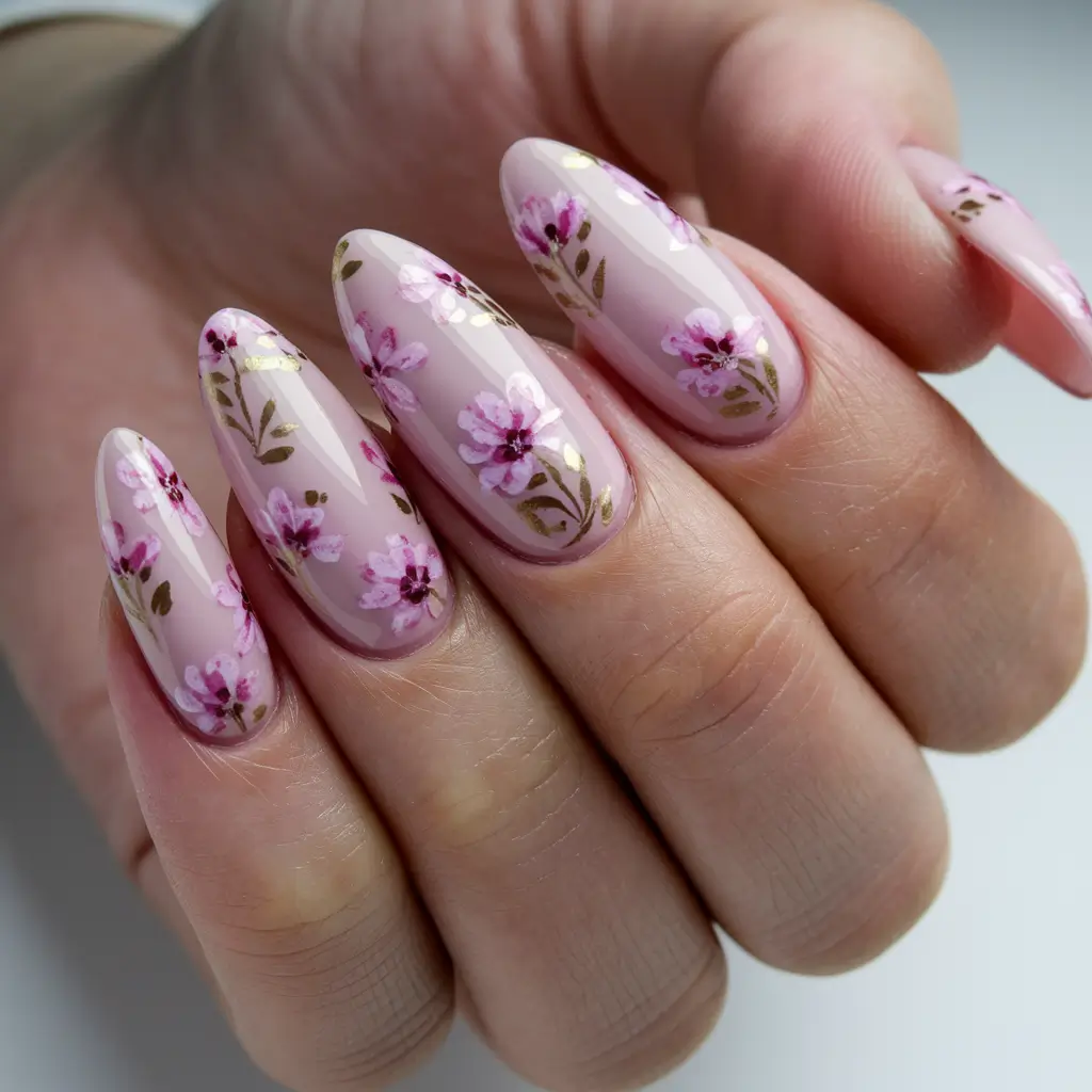  Romantic Petal Bloom on Glossy Almond Ovals oval nail inspo summer