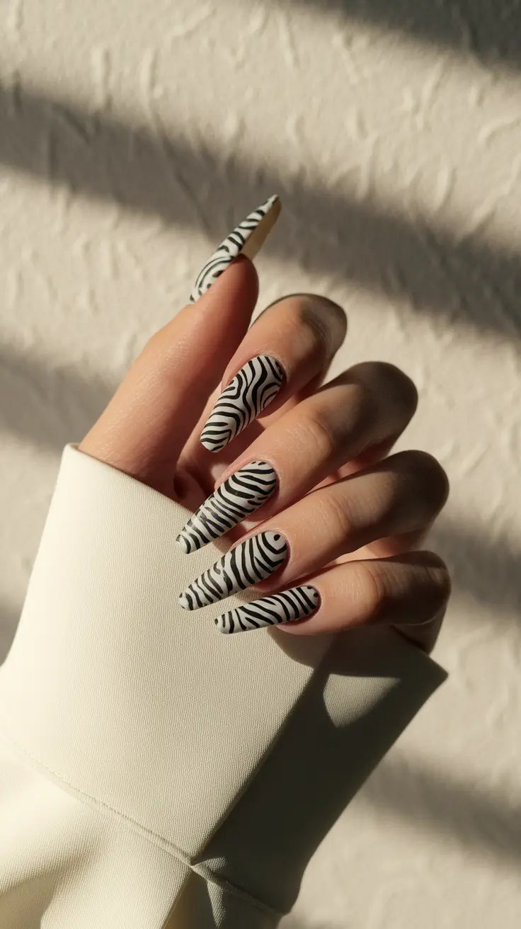 oval nail inspo summer Wild in Monochrome
