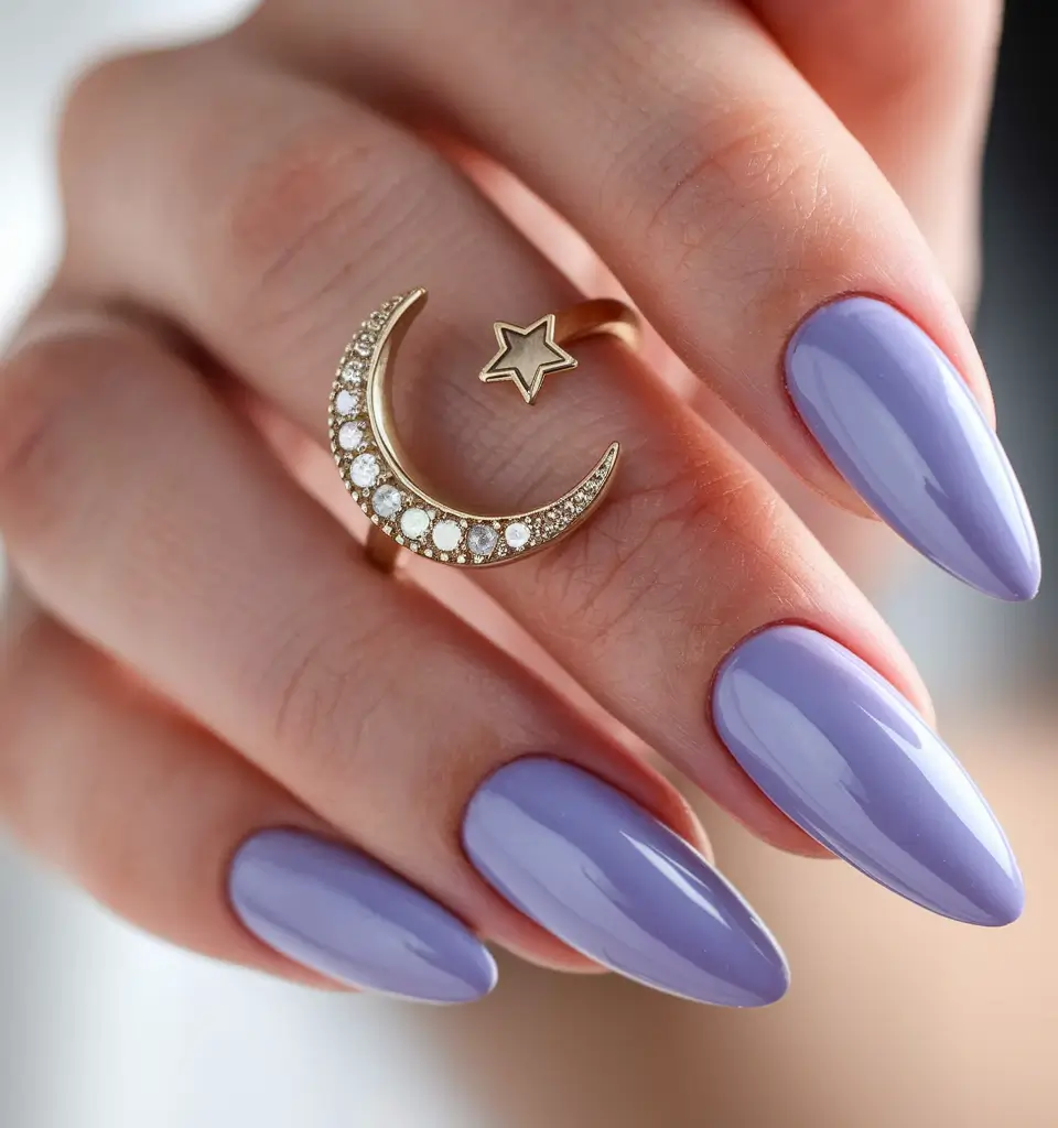 oval nail inspo summer Lavender Moonlight Elegance