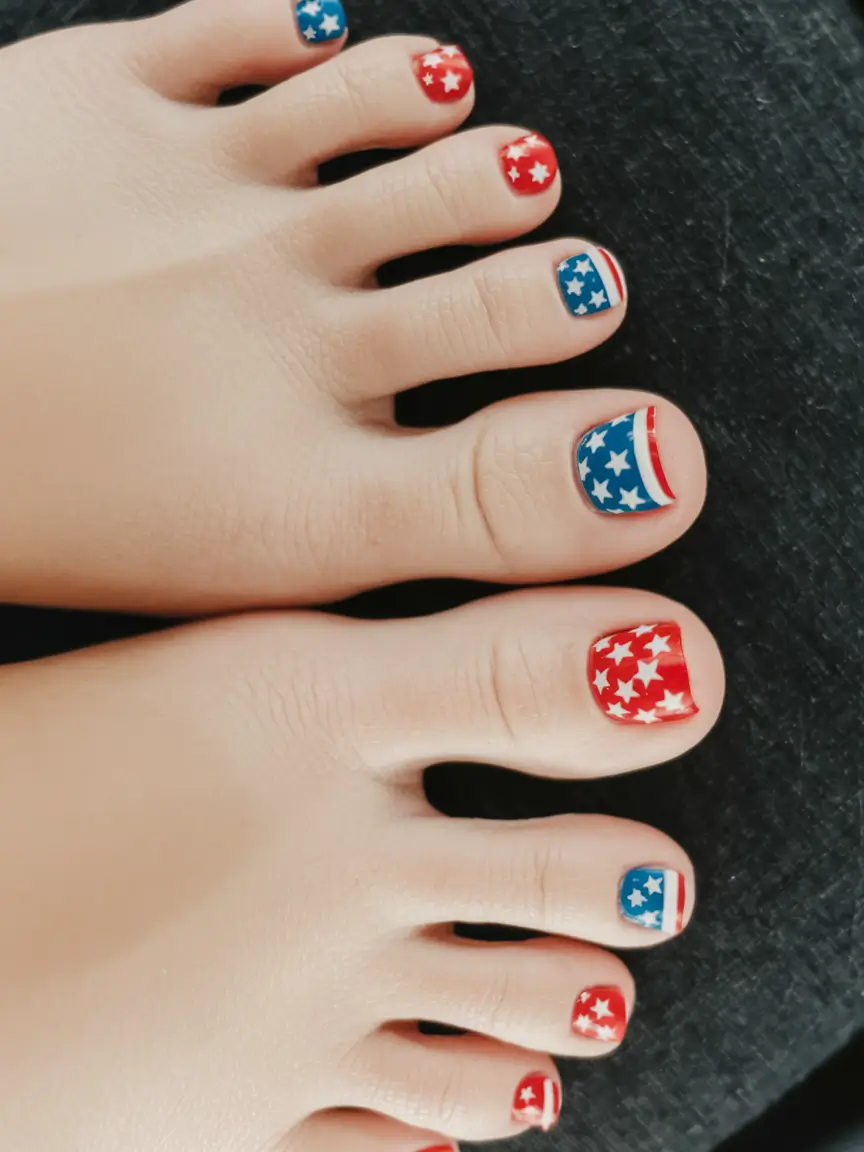 patriotic pedicure 4th of july Red & Blue Star Parade