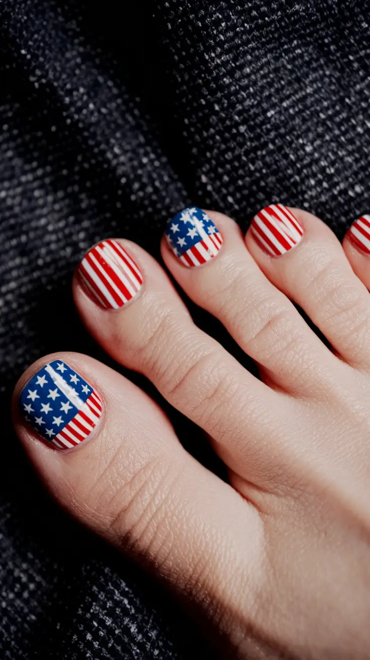 4th of july pedicure ideas diy Classic Americana Flag Combo
