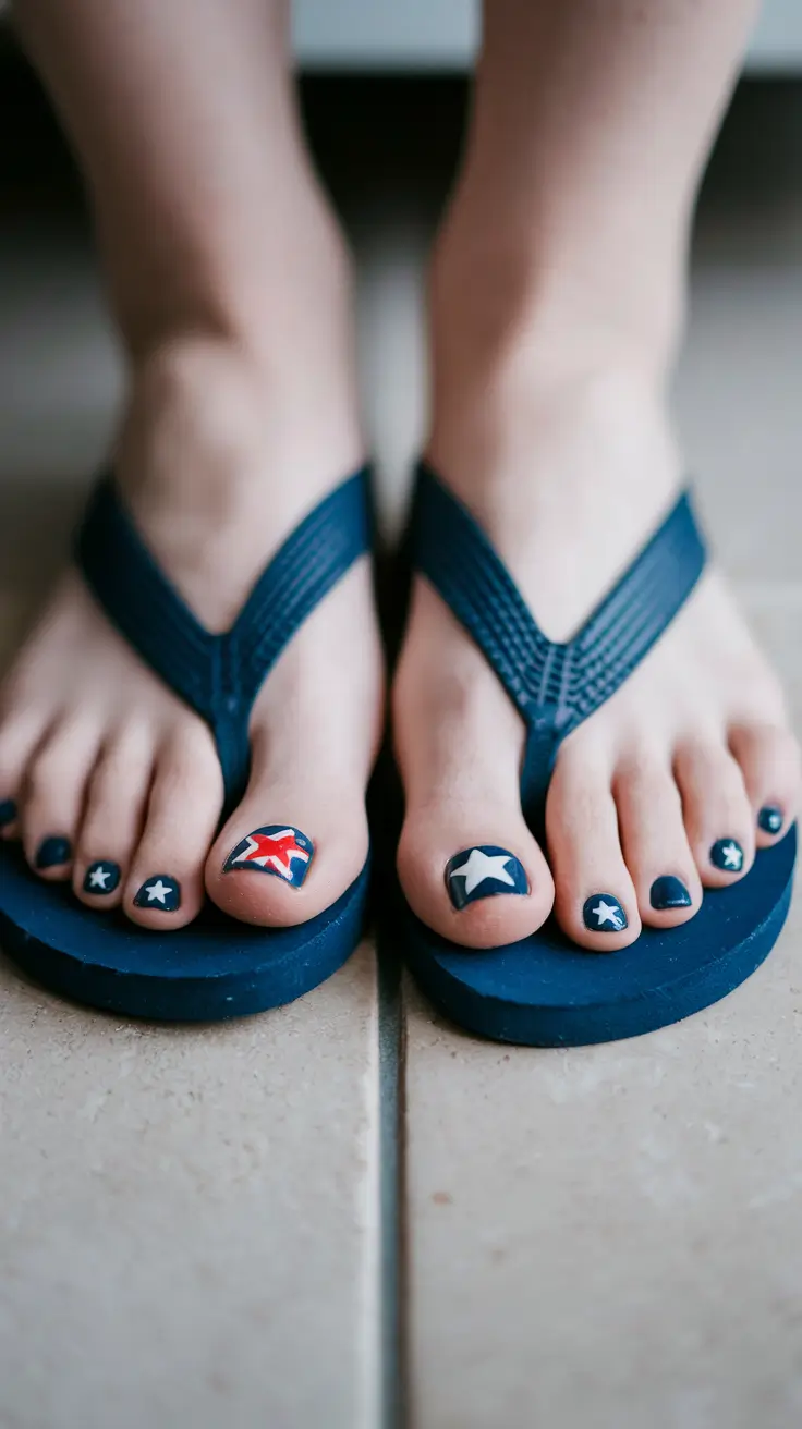 patriotic pedicure 4th of july Bold Navy & Lone Stars