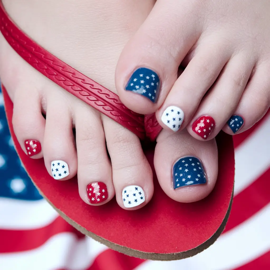 patriotic pedicure 4th of july Red, White & Starry All Over