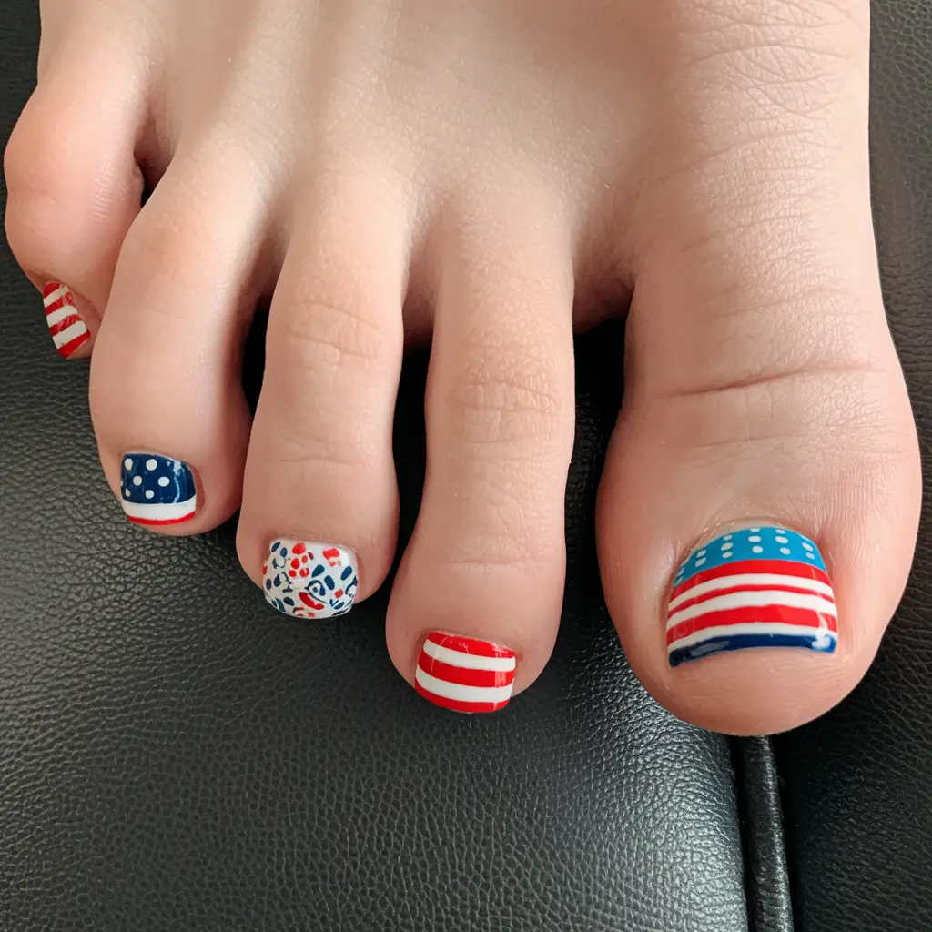 patriotic pedicure 4th of july Whimsical Americana Mix-Up