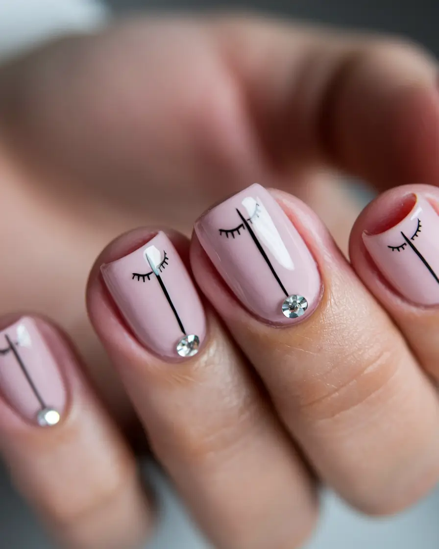 pink nails summer aesthetic Flutter Lash Art with Crystals