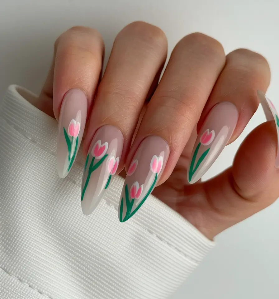 pretty nails for spring Tulip Garden Softness