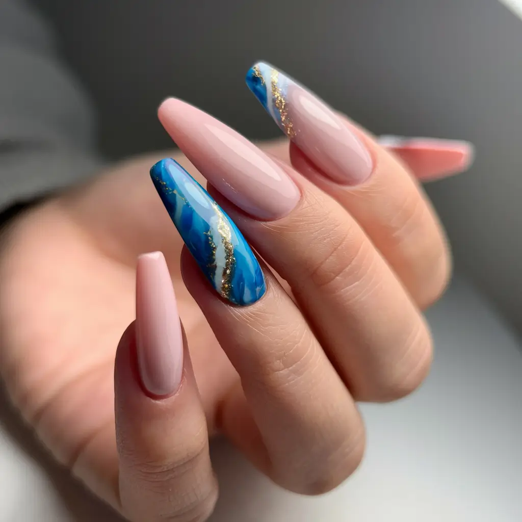 design inspiration Blush Marble with Sapphire Waves