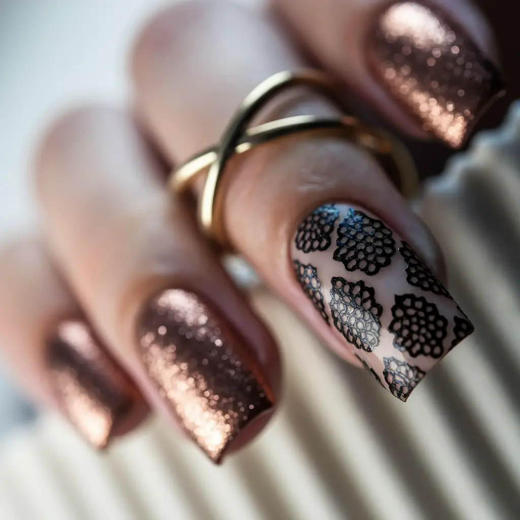 pretty nails Golden Glitter Triangle Tips