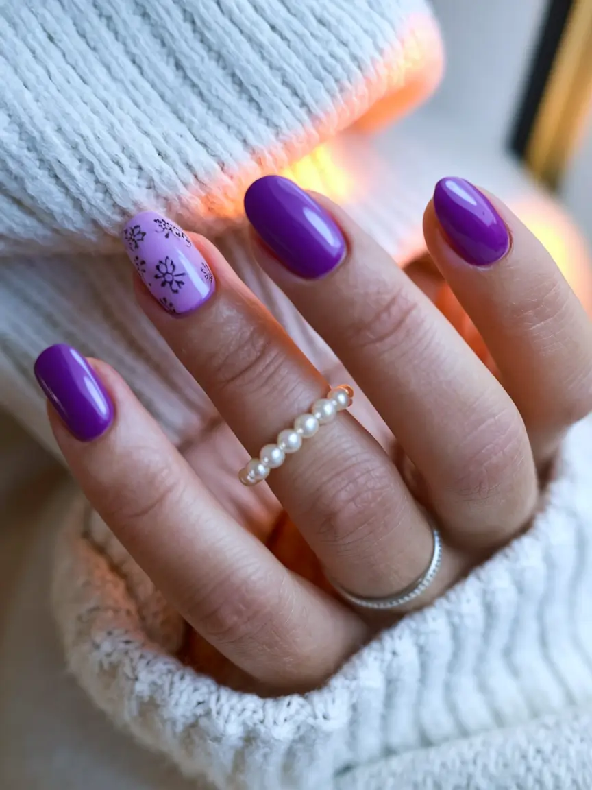 purple summer nails short Jewel Purple with Glossy Finish