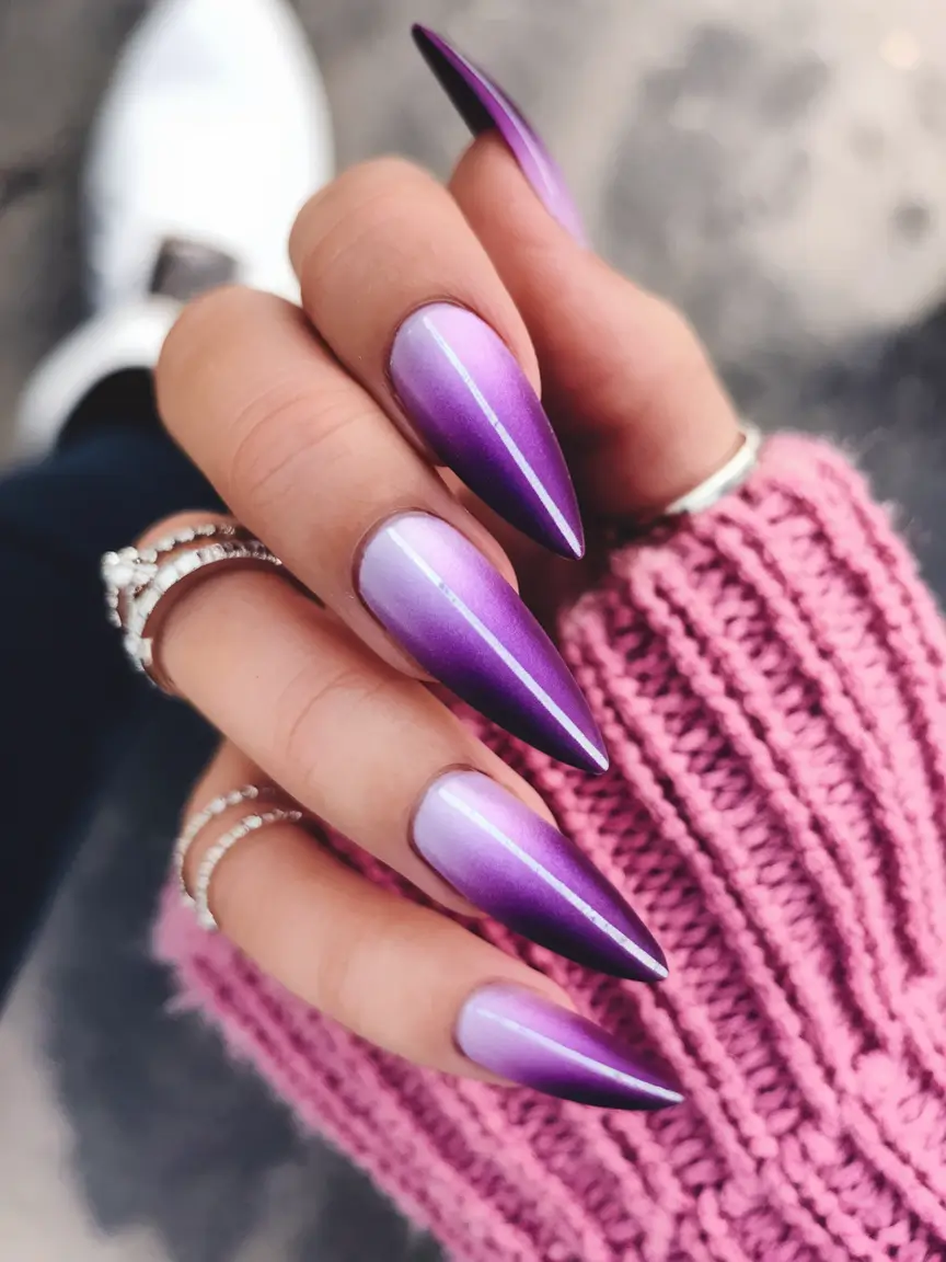 purple summer nails Sharp Lavender Ombre for Drama Lovers