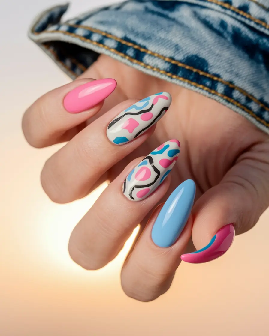 purple summer nails Playful Retro Color Pop