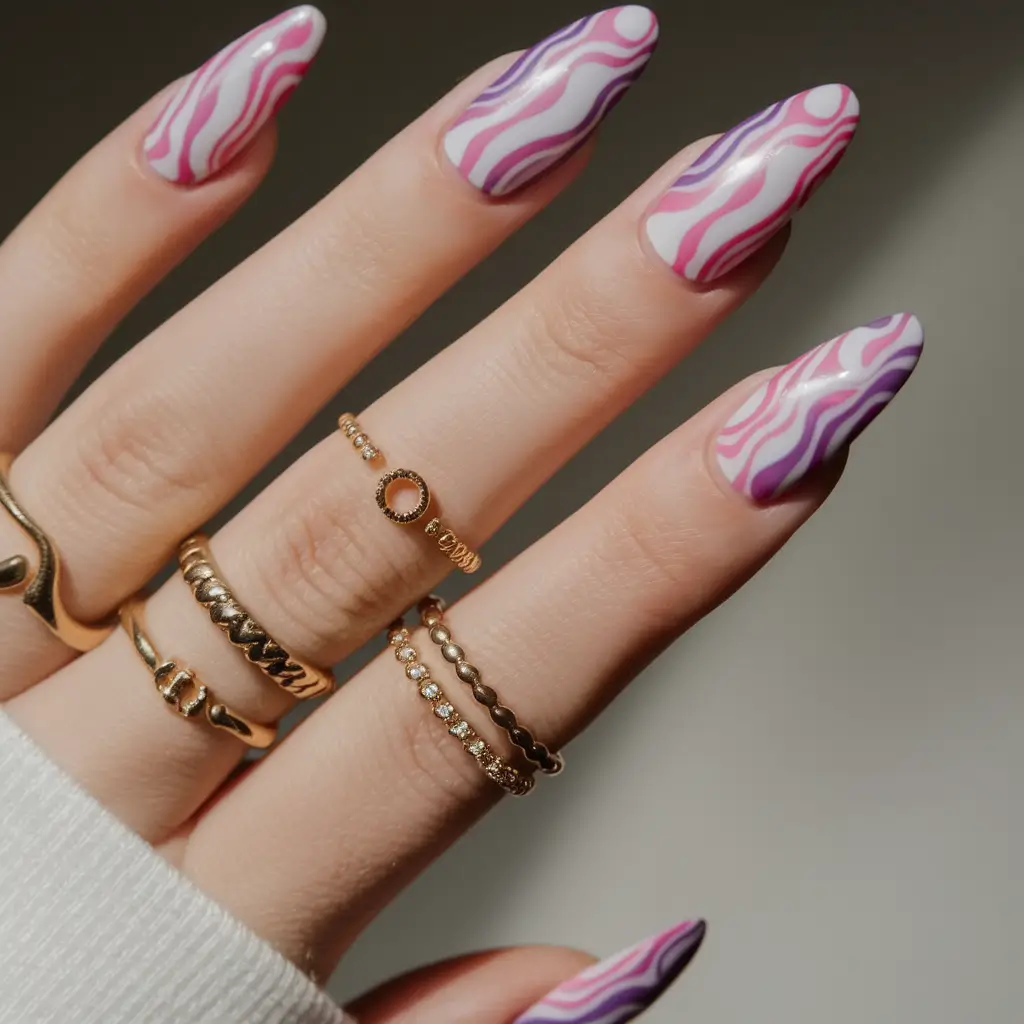 purple summer nails Magenta Swirls with a Twist