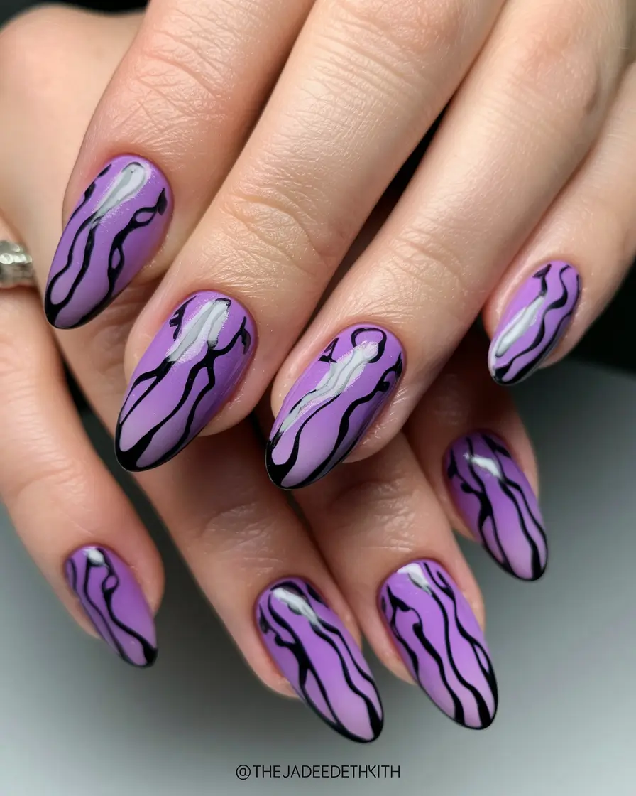 purple summer nails designs Edgy Lavender Flames for the Bold at Heart