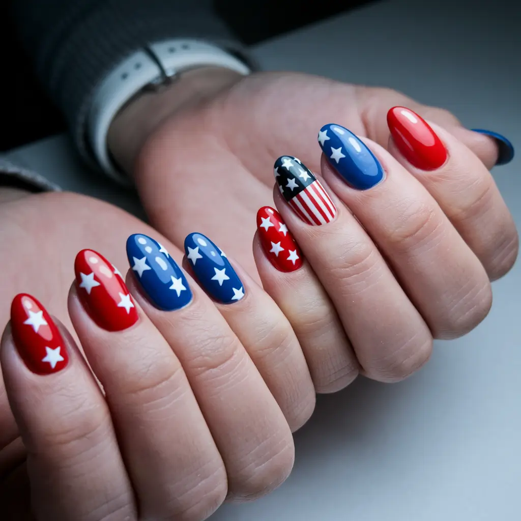 red white blue nails Modern Minimalist Chevron Tips