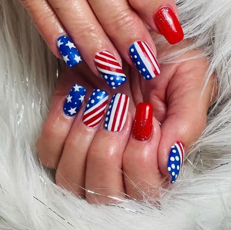 red white blue nails Retro Pop Art Americana