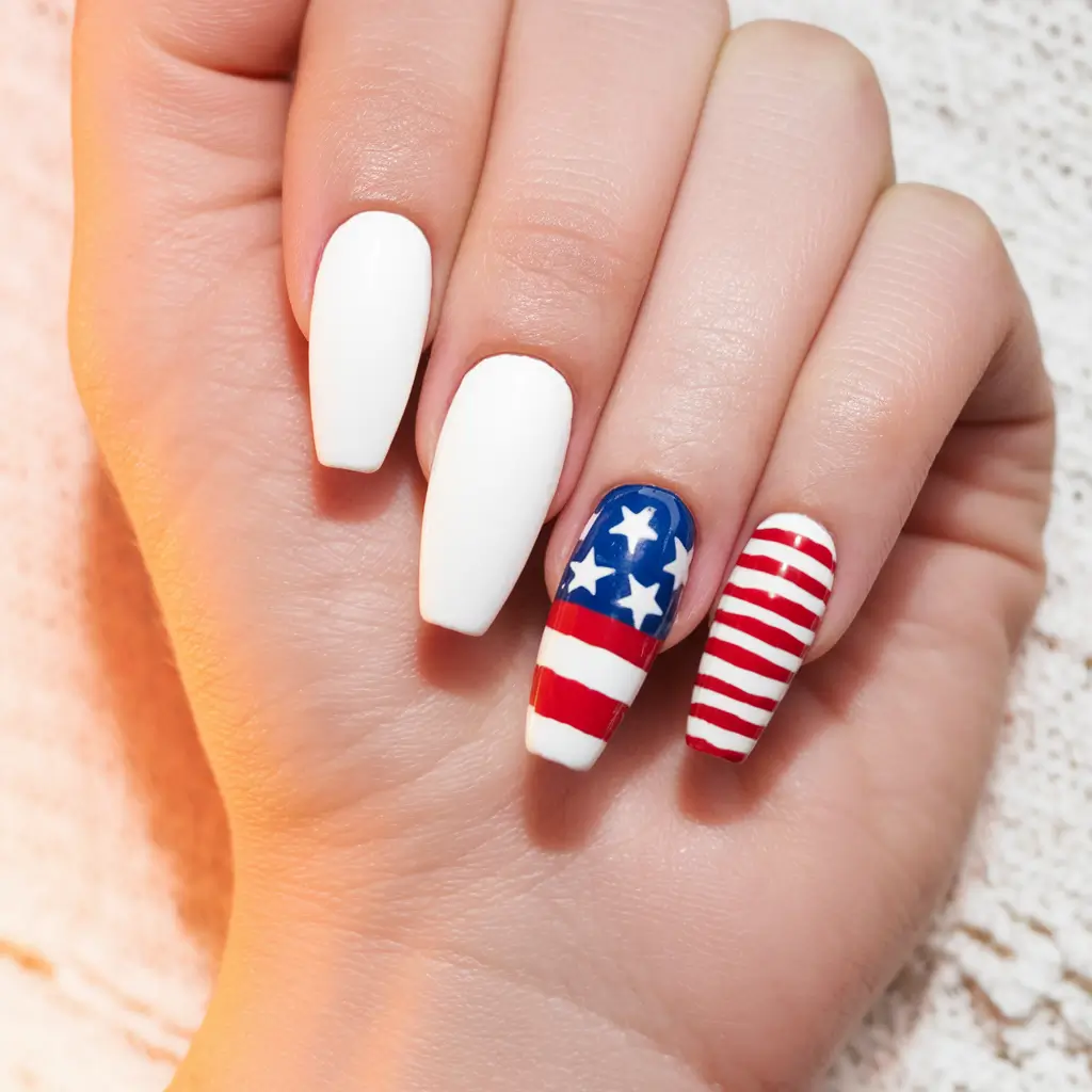 red white blue nails Gradient Ombre Allure